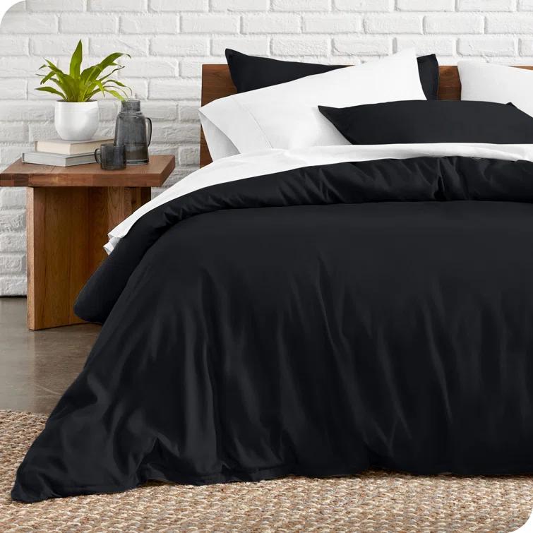 Oversized Queen Dark Blue Double Brushed Duvet Cover Set by Bare Home