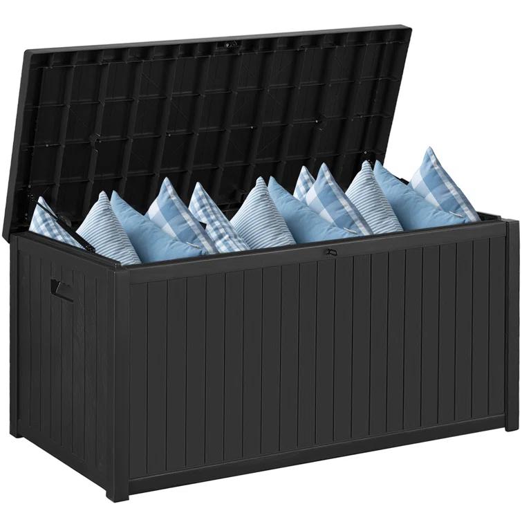 Hokku Designs Waterproof 120 Gallon Large Outdoor Indoor Patio Storage Deck Box , Outside Storage Bin for Cushion Pillows, Towels, Garden Tools