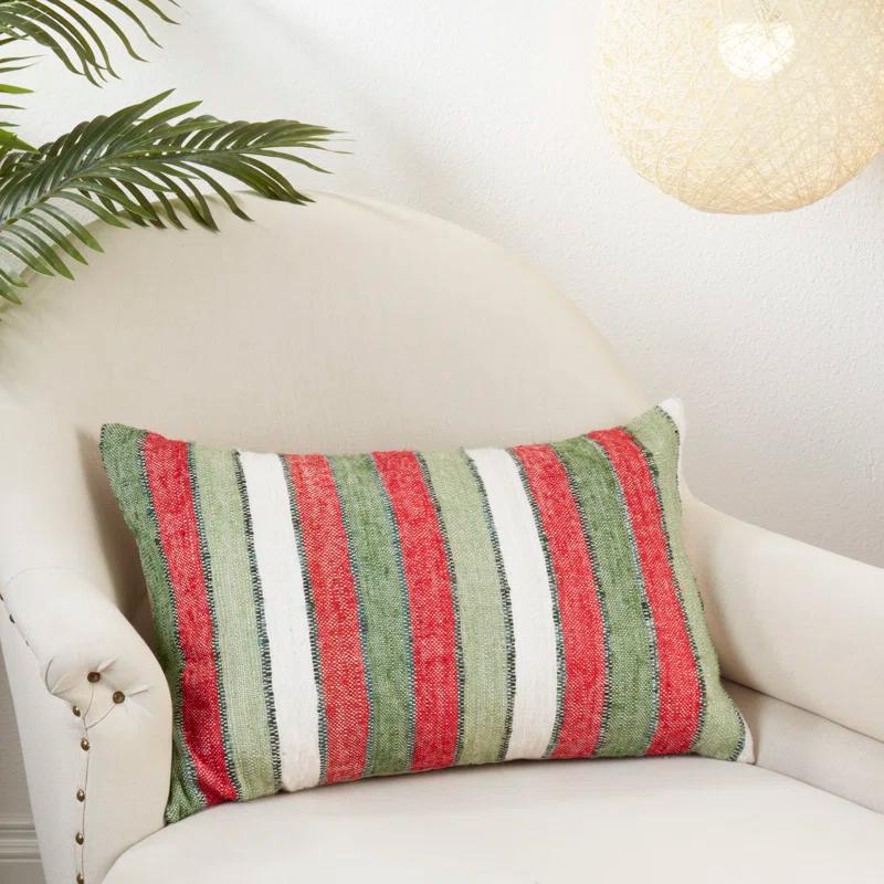 Saro Lynn Collection Striped Cotton Throw Pillow