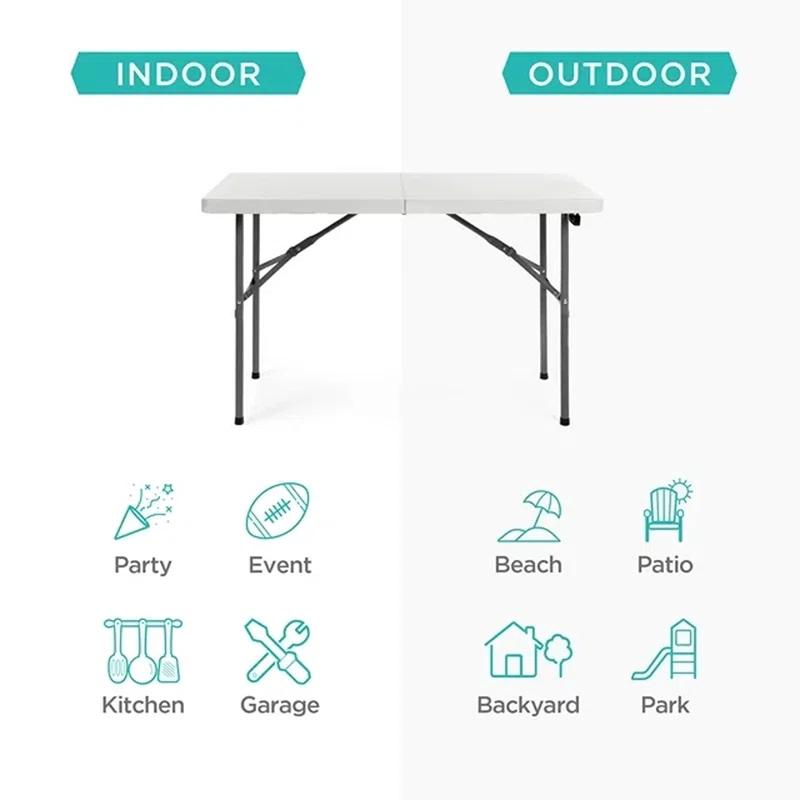 Best Choice Products Plastic Folding Table, Indoor Outdoor Heavy Duty Portable w/ Handle, Lock for Picnic