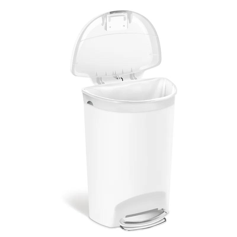 Simplehuman 50 Liter / 13 Gallon Semi-Round Kitchen Step Trash Can with Secure Slide Lock, Plastic