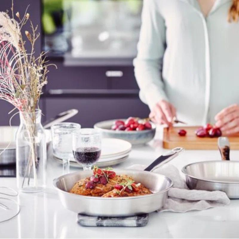 Alva Maestro Premium 5-Ply Stainless Steel Frying Pan - Polished Stainless Steel & Reviews | Wayfair