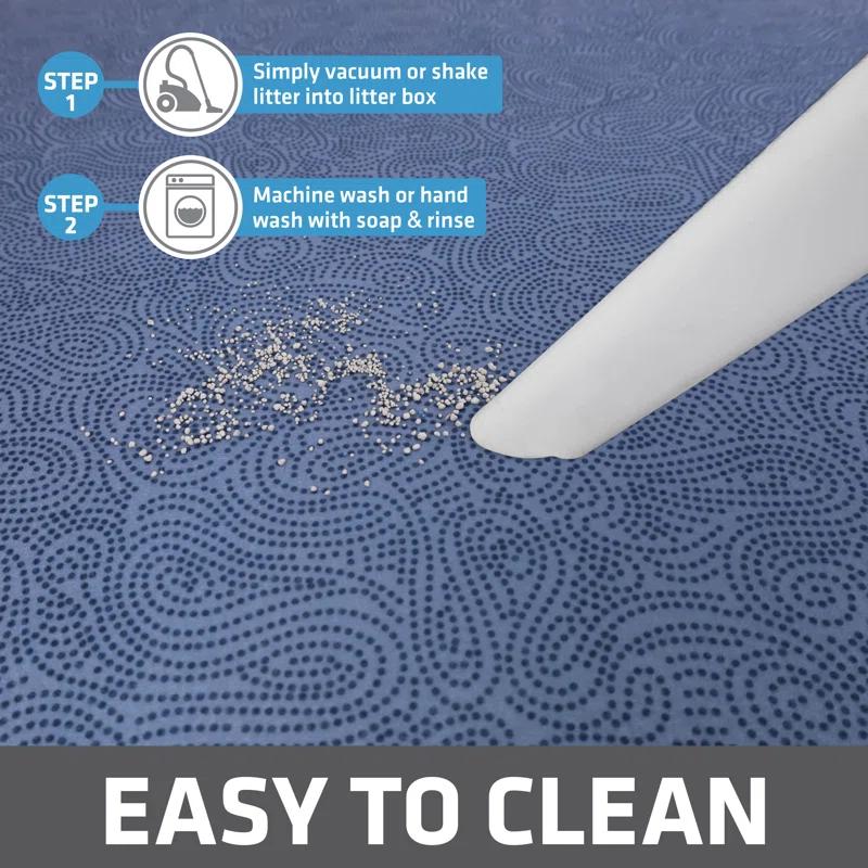 Drymate XL Original Cat Litter Mat, Contains Mess from Box, Protects Floors, Urine-Proof, Machine Washable, Soft on Kitty Paws, Absorbent, Waterproof (29”x36”) (Borage Blue) (USA Made)