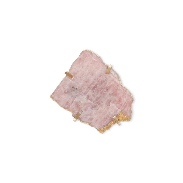 Rose Quartz Gem Wall Tile with Brass Setting