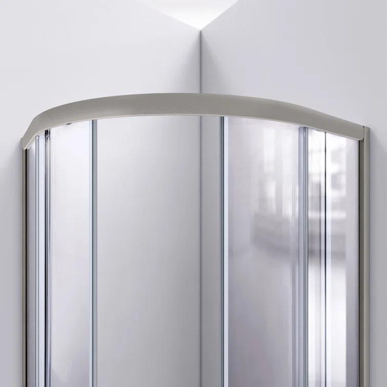 DreamLine Prime 33" W x 33" D x 76.75" H Frameless Round Sliding Shower Enclosure with Base Included DL-6152-04FR