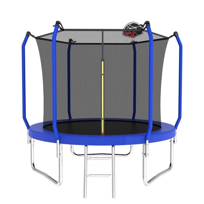 wendeway 10FT Trampoline With Basketball Hoop,  ASTM Approved Reinforced Type Outdoor Trampoline With Enclosure Net