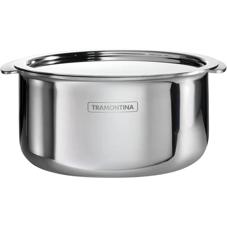 Tramontina Tramontina Utsava Tri-Ply Clad Stainless Steel Tope with Lid, Patila Pot for Indian Cooking