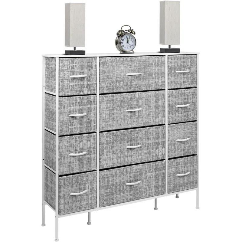 Sorbus 12 Drawers Dresser with Steel Frame and Wood Top