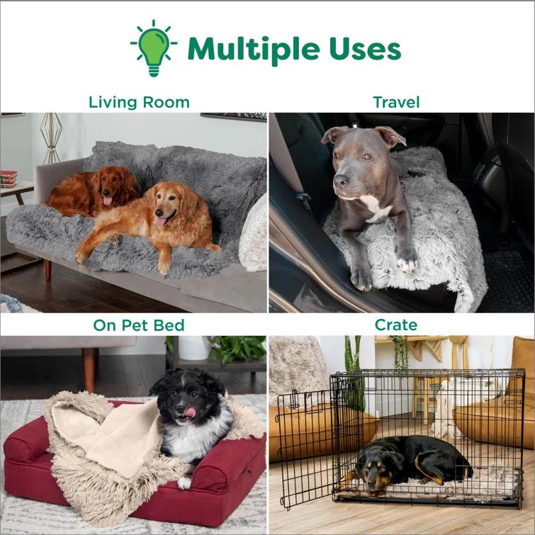 FurHaven Long Fur & Velvet Waterproof Blanket - Mist Gray, Large