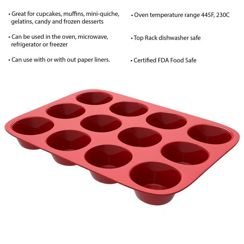 Chef Buddy Chef Buddy 12 Cup Non-Stick Silicone Muffin Pan with Lid