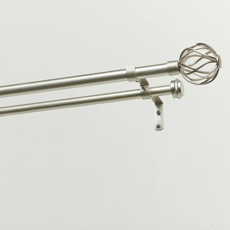 Amalgamated Textiles Ogee Double Window Curtain Rod and Finial Set