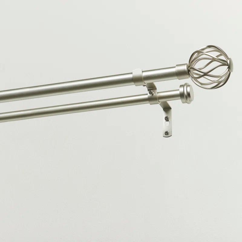 Ogee Double Window Curtain Rod and Finial Set