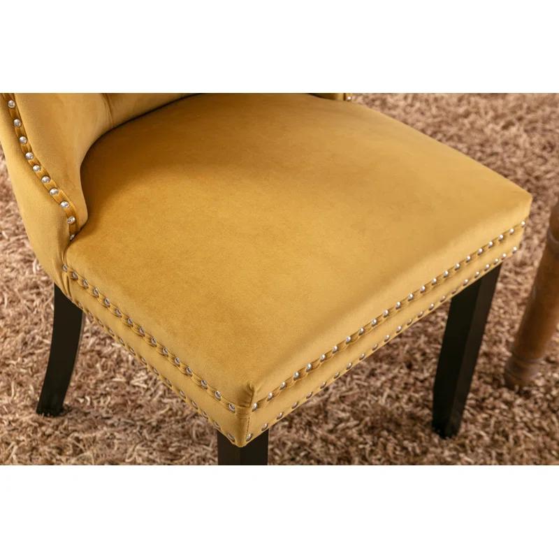 Rosdorf Park Allena Tufted Velvet/Linen Wing Back Parsons Chair (Set of 2)