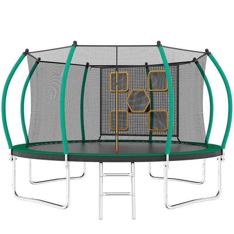 WANDINGT 14FT Trampoline With Enclosure - Recreational Trampolines With Ladder, ASTM Approval Outdoor Trampoline For Kids