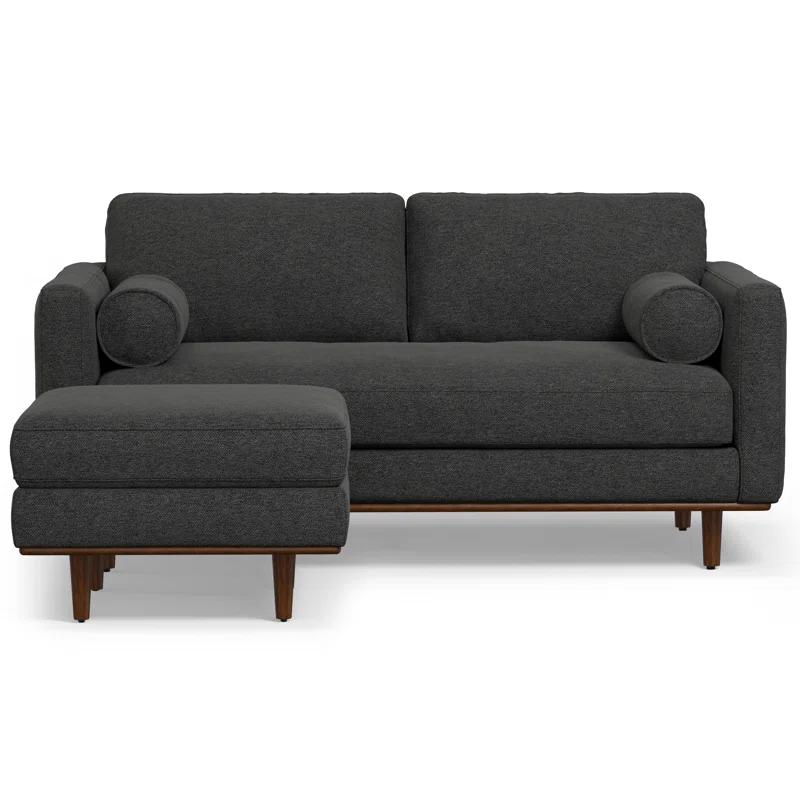 Simpli Home Morrison  Sofa and Ottoman Set in Woven-Blend Fabric