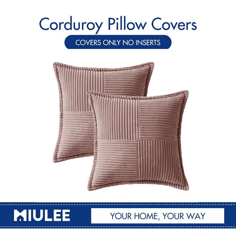 Line Apparel ecommerce Corduroy Pillow Covers With Splicing Set Of 2