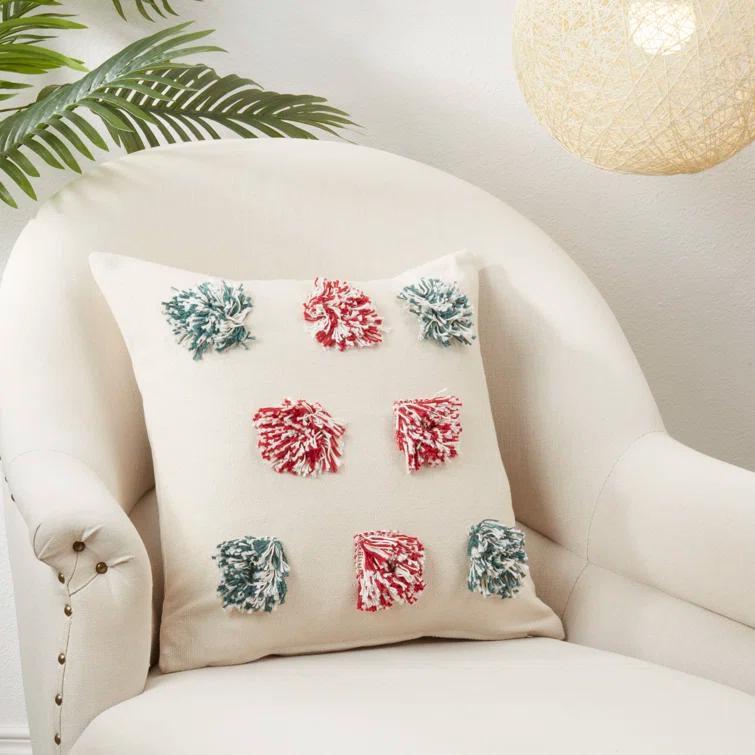 Saro Klani Collection Tassels Cotton Throw Pillow