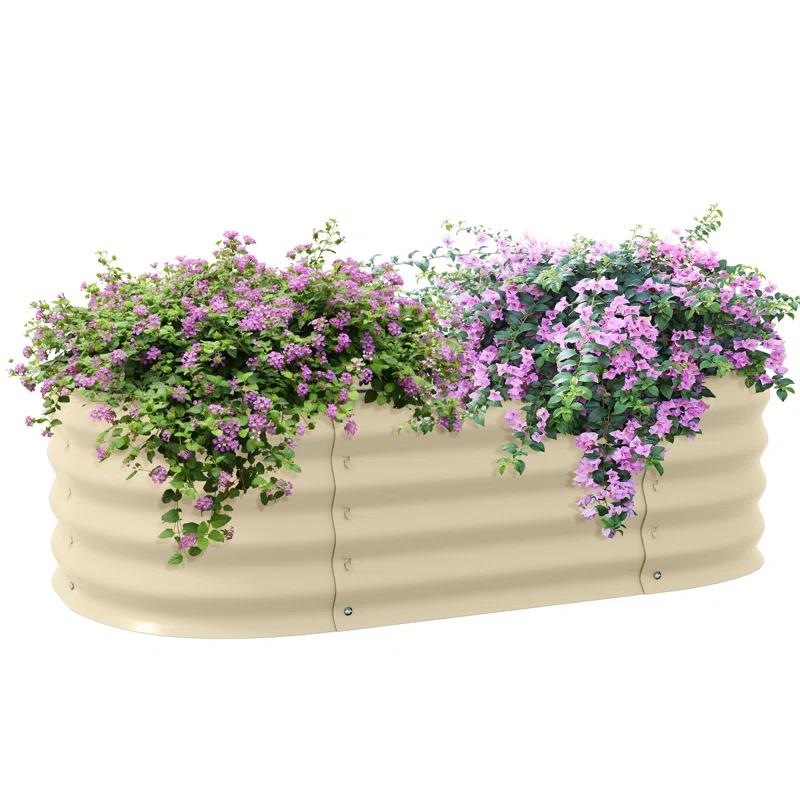 Arlmont & Co. Galvanized Raised Garden Bed Kit, Outdoor Metal Elevated Planter Box with Safety Edging, Easy DIY Stock Tank