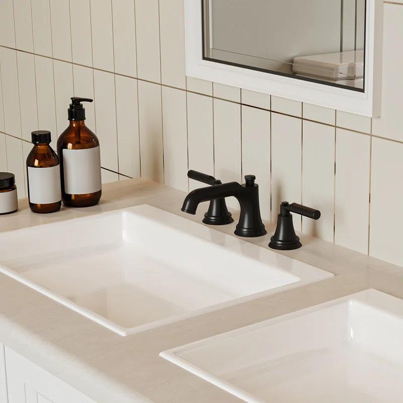 VIBRANTBATH 16456-Black Widespread 2-handle Bathroom Faucet with Drain Assembly