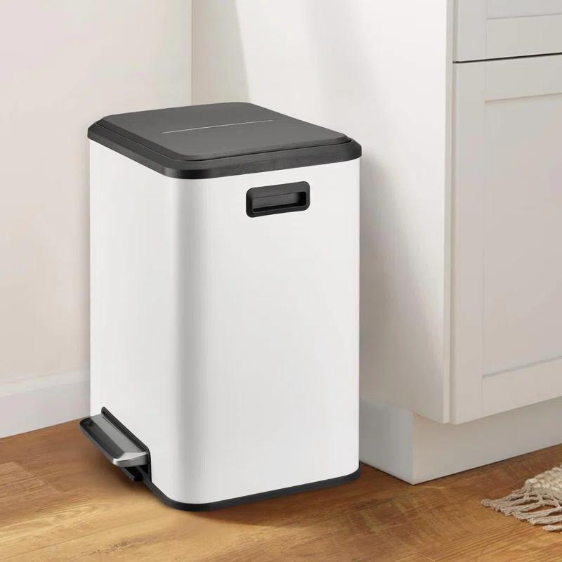Sangdo Stainless Steel Step On Multi-Compartment Trash/Recycling Bins - 8 Gallons