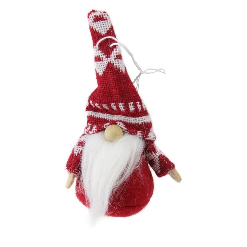 Northlight Seasonal Set of 2 Gray and Red Santa Gnome Hanging Christmas Ornaments 4" (Set of 2)