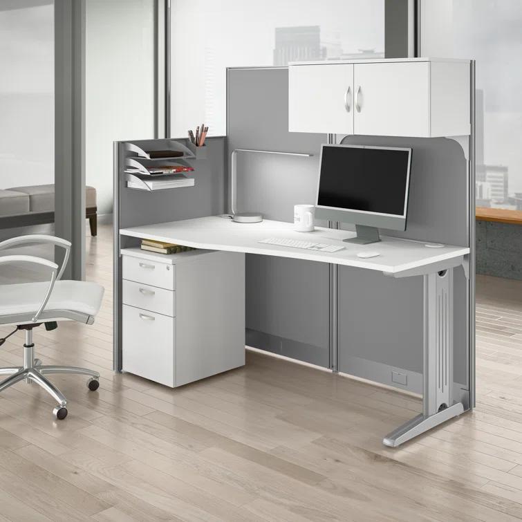 Bush Business Furniture Office In An Hour Rectangle 1 Person Cubicle with Cable Management
