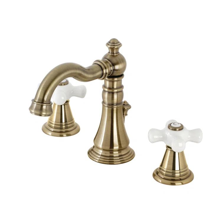 Kingston Brass Kingston Brass American Classic Two-Handle 3-Hole Deck Mount Widespread Bathroom Faucet with Pop-Up Drain FSC19733APX