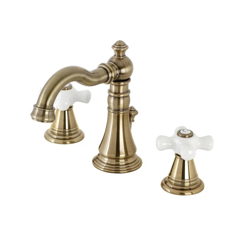 Kingston Brass Kingston Brass American Classic Two-Handle 3-Hole Deck Mount Widespread Bathroom Faucet with Pop-Up Drain FSC19733APX