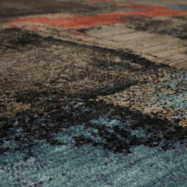 Karastan Karastan Brown/Blue/Black Modern Abstract Area Rug