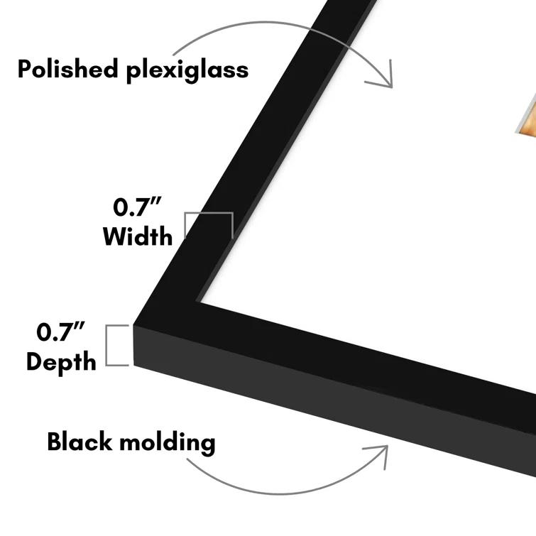 Americanflat Americanflat 24x24 Picture Frame - Use as 12x12 Frame with Mat or 24x24 Frame Without Mat - Thin Photo Frame with Plexiglass - Black