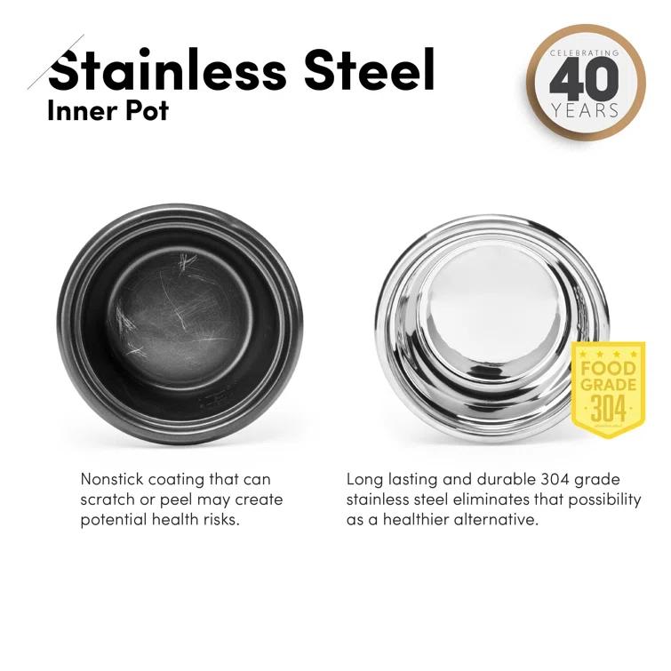 Aroma AROMA® Select Stainless® Pot Style Rice Cooker, Stainless Steel Inner Pot