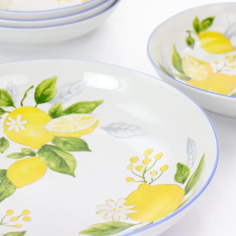 Medona Ceramic Lemon Print 5-Piece Pasta Bowl Set