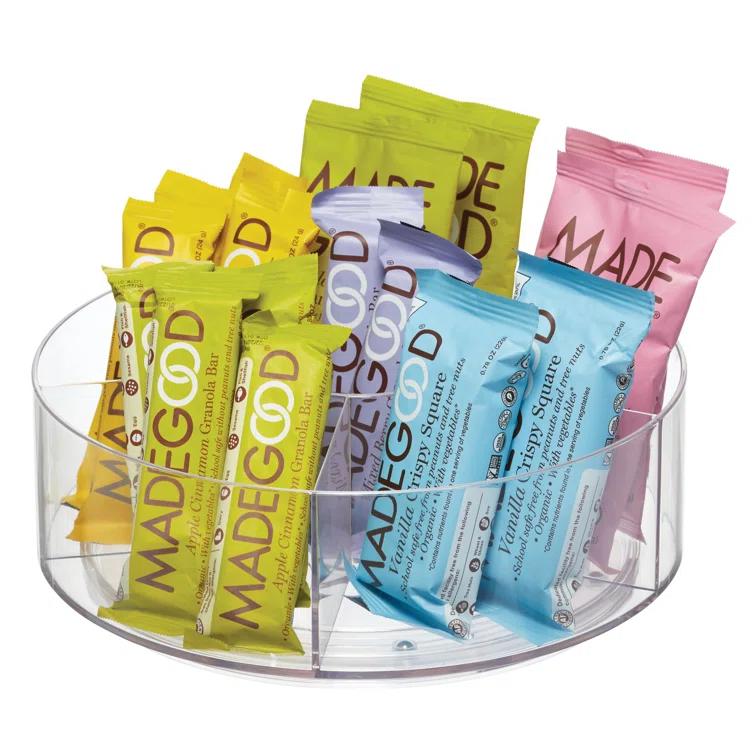 iDesign iDesign Cabinet Binz 9" Divided Rotating Turntable Tea Packet Organizer, Clear