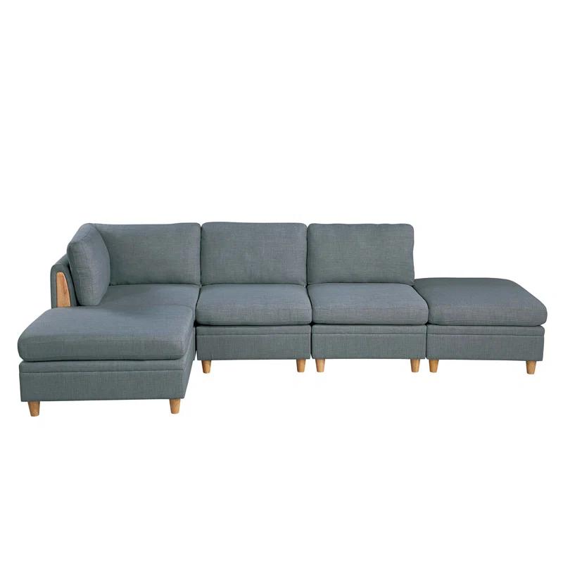 Beyong Living Room Furniture Corner Wedge Steel Color Dorris Fabric 1pc Cushion Wedge Sofa Wooden Legs