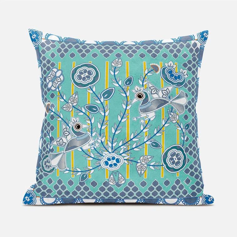 AmritaSen Floral Indoor/Outdoor Reversible Throw Pillow
