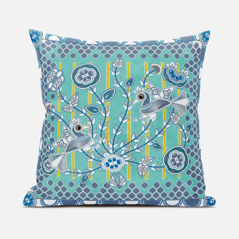 AmritaSen Floral Indoor/Outdoor Reversible Throw Pillow