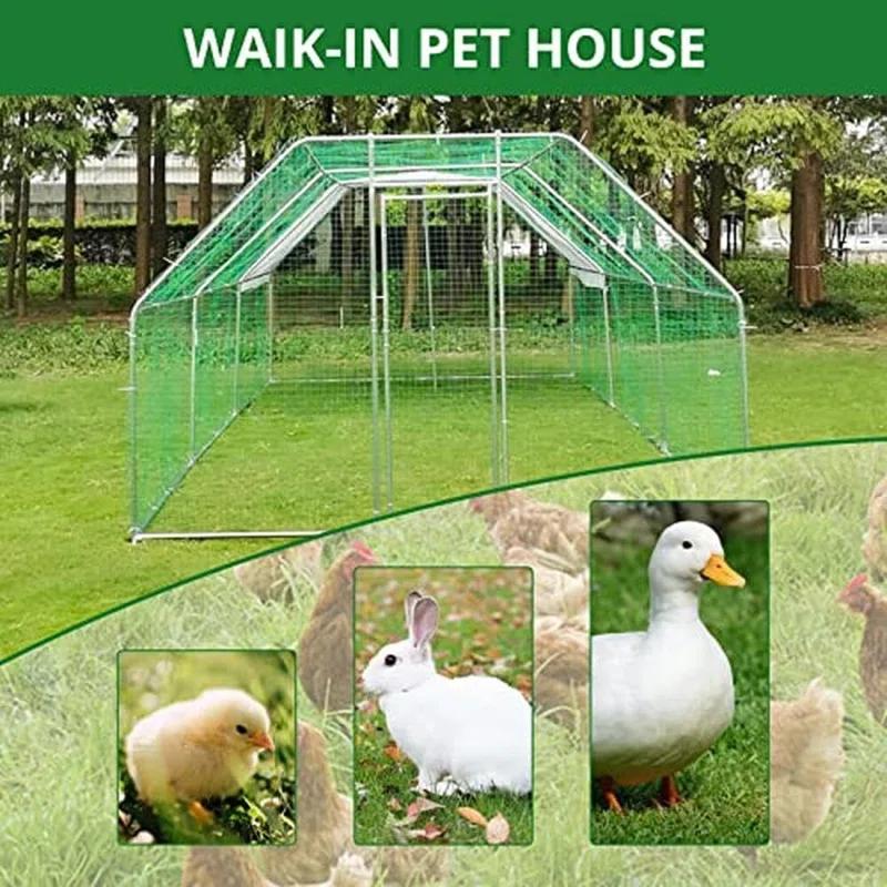 Tucker Murphy Pet™ Large Metal Chicken Coop, Walk-In Chicken Run, Galvanized Wire Poultry Chicken Hen Pen Cage, Rabbits Duck Cages With Waterproof Anti-Ultraviolet Cover For Farm, Backyard (18.5’X9.2’X6.5’)
