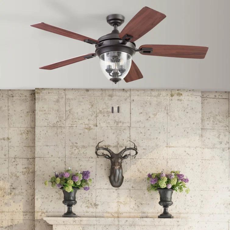 Honeywell 52" Glencrest 5 - Blade Standard Ceiling Fan with Pull Chain and Light Kit Included