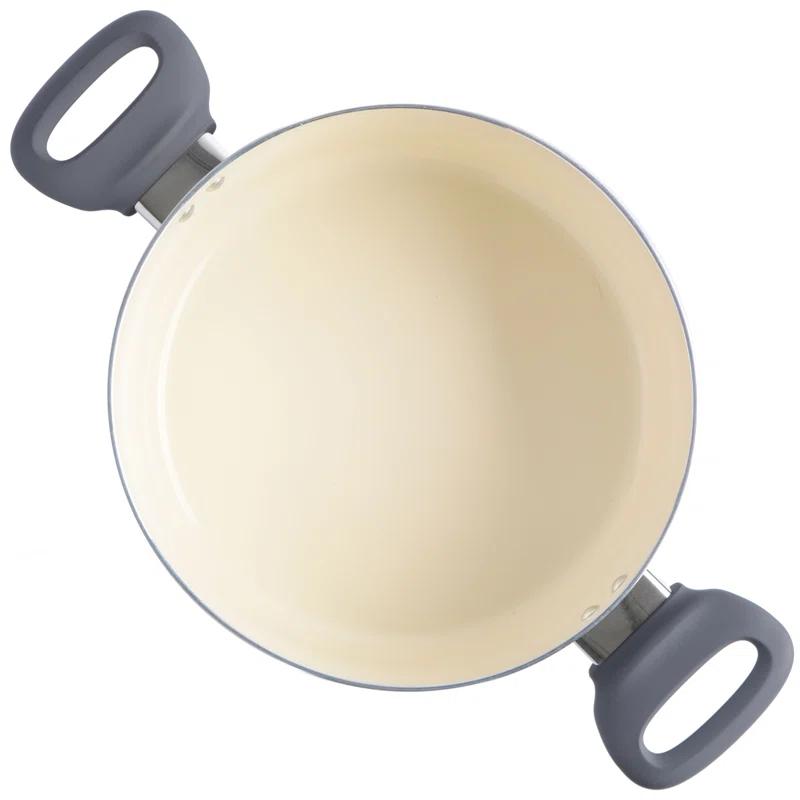 Spice by Tia Mowry Spice By Tia Mowry Savory Saffron Nonstick Ceramic Dutch Oven With Stainless Steel Steamer, 5-Quart, Charcoal, Enamel Exterior, Stay-Cool Handles