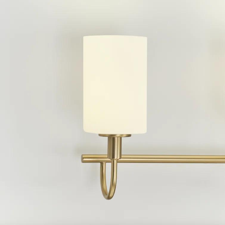 Alvin Modern Satin Brass 4-Light Vanity with Etched Glass