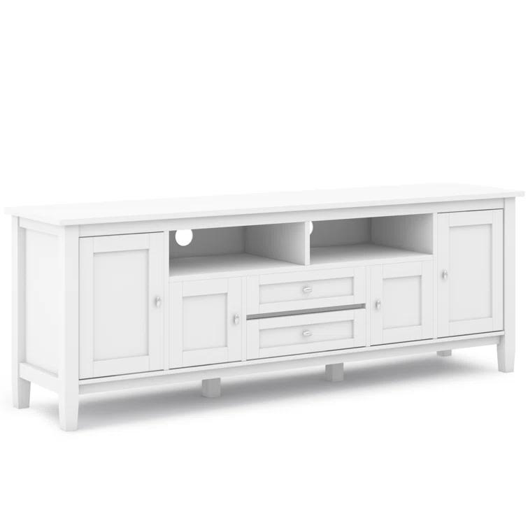 Simpli Home Warm Shaker 72"W Solid Wood TV Stand for TVs up to 80" with 4 Storage Cabinets and 2 Drawers