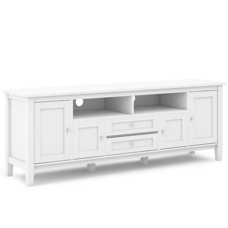 Simpli Home Warm Shaker 72"W Solid Wood TV Stand for TVs up to 80" with 4 Storage Cabinets and 2 Drawers