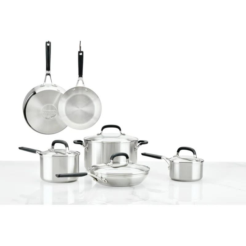 KitchenAid® KitchenAid® Brushed Stainless Steel Cookware Pots and Pans Set, 10 Piece