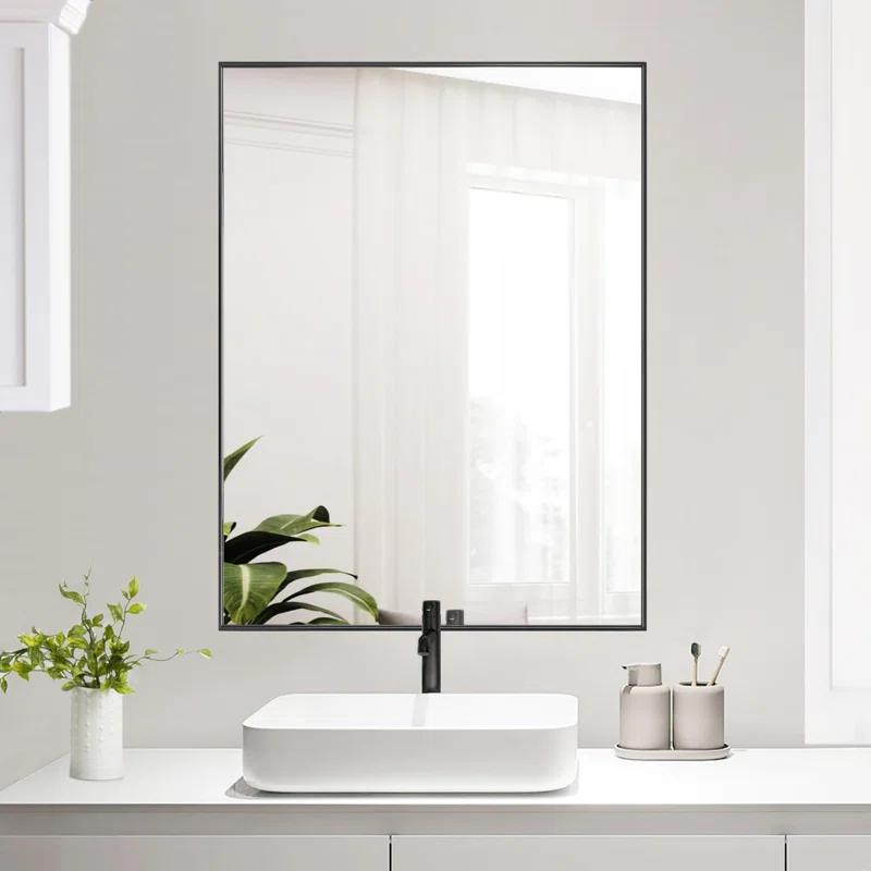 Modern & Contemporary Rectangle Bathroom Vanity Mirror Metal Framed Wall Mirror