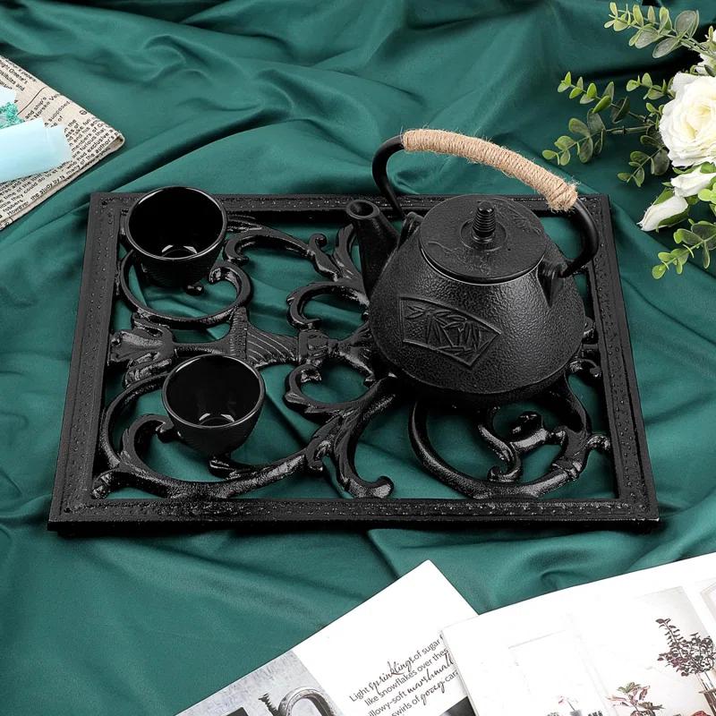 Stack man Extra Large Trivets For Hot Dishes,14.9 X 12 Inch Cast Iron Trivet With Rubber Feets,Heat Resistant Trivets For Hot Pots Pans,Metal Trivet For Kitchen Counter Dining Table Cooktop Stovetop