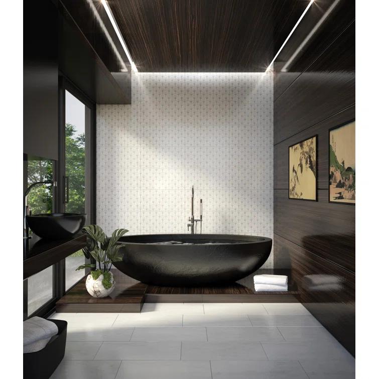 Bedrosians Wave 12" x 24" Porcelain Patterned Wall & Floor Tile (Set of 8)