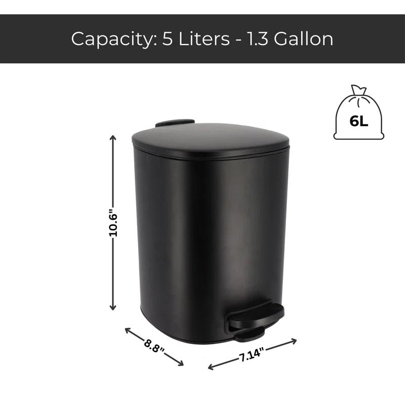 Evideco Mel Metal Step On Kitchen Trash Can - 1.3 Gallons