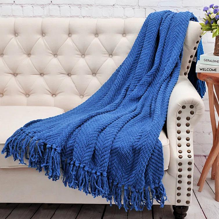 Home Soft Things Tweed Knitted Throw Blanket
