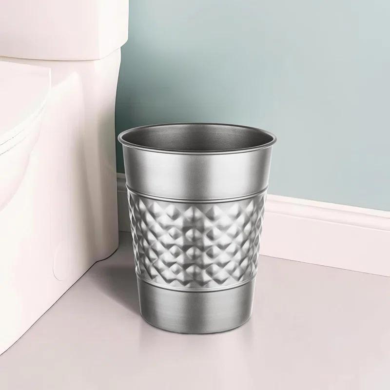 Monarch Abode Geometric Embossed Metal 1.7 Gallon Waste Basket