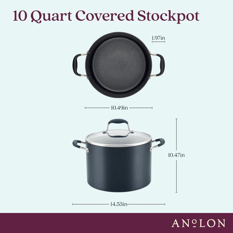 Anolon Anolon Advanced Home Hard Anodized Nonstick Stockpot With Lid, 10 Quart